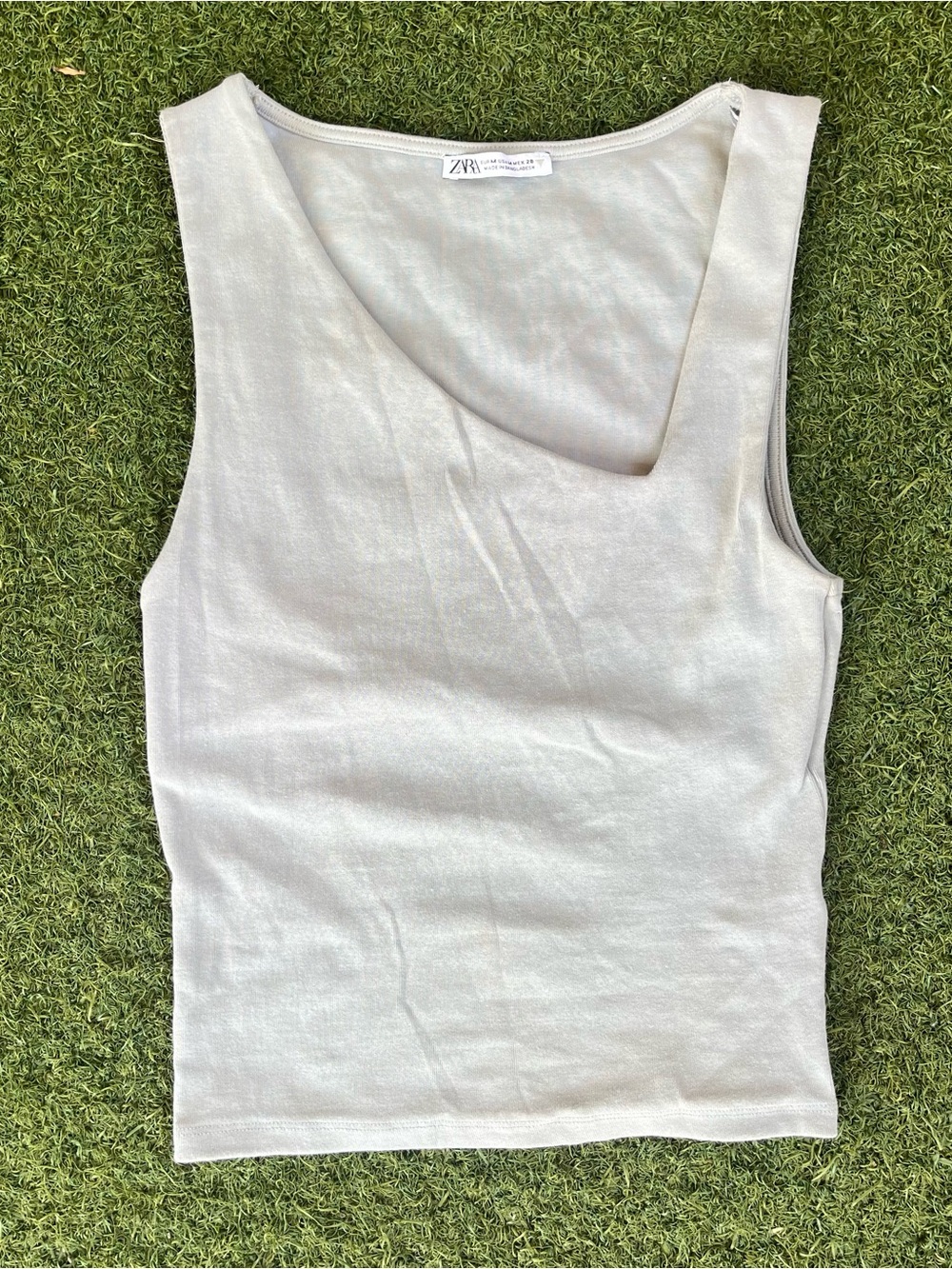 Zara Light Gray Asymmetric Tank Top